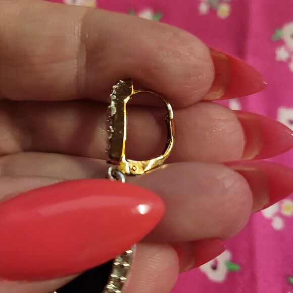 Vintage Avon Faux Turquoise Blue Geode Rhinestone Drop Necklace and Earrings Set - Picture 7 of 12